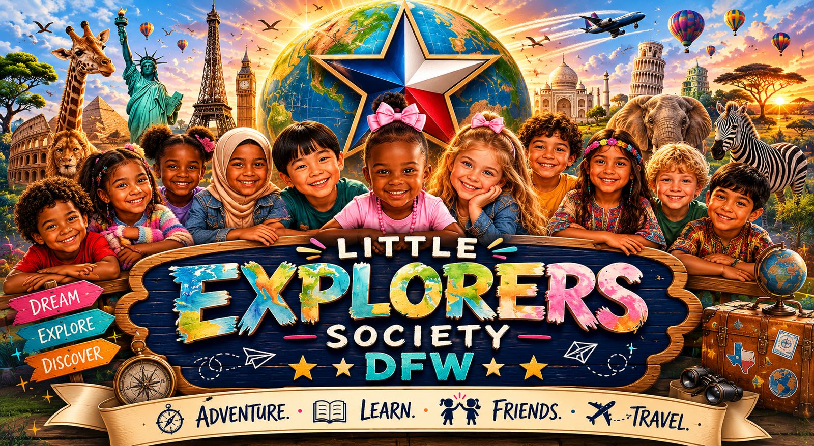 Little Explorers Society children exploring across DFW